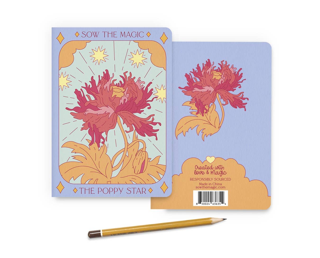 Poppy Star Tarot Card Journal Notebook - Spiral Circle