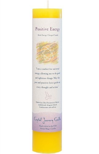 Positive Energy | Yellow Pillar Candle | Reiki Charged - Spiral Circle