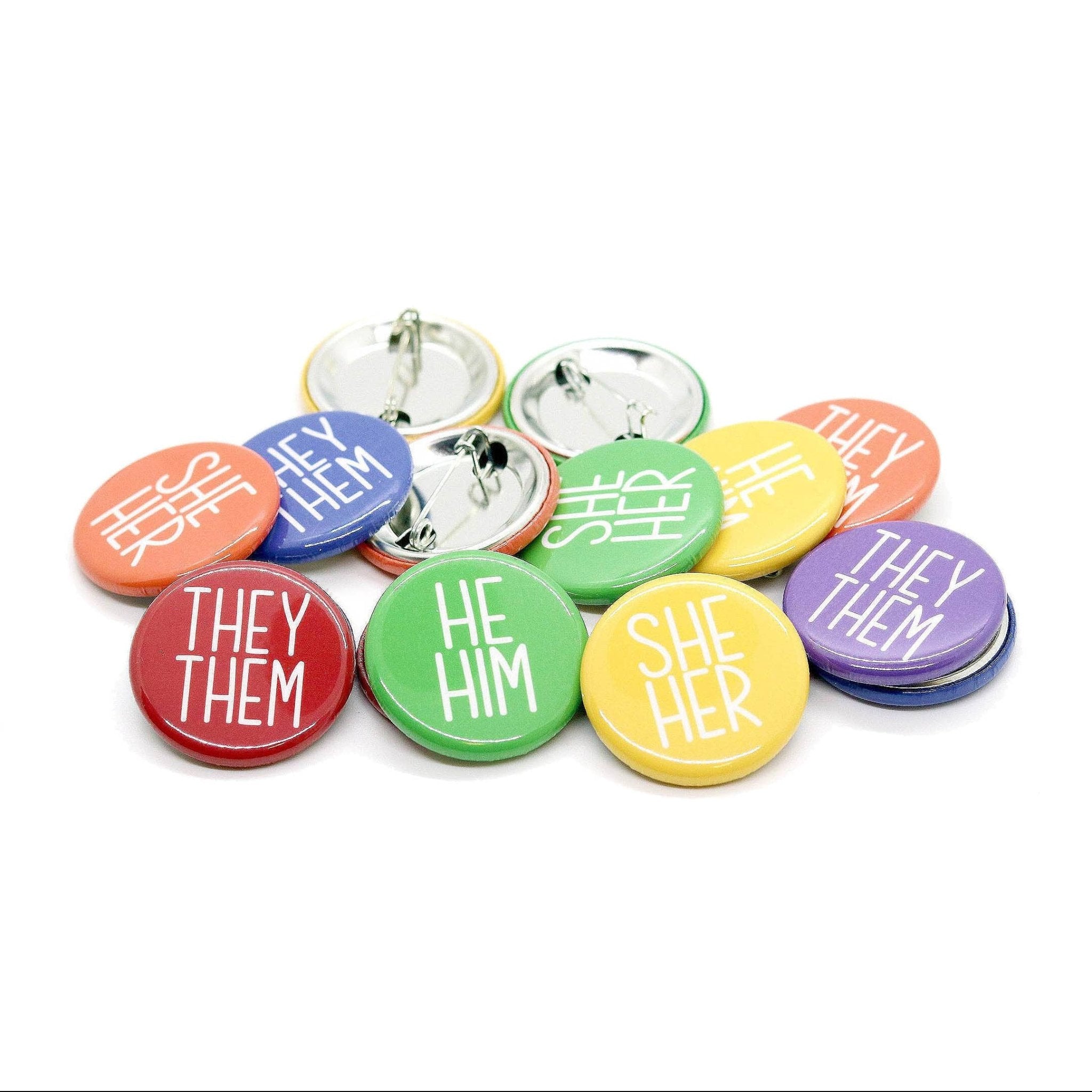 Pronoun Pinback Button | They/Them - Spiral Circle