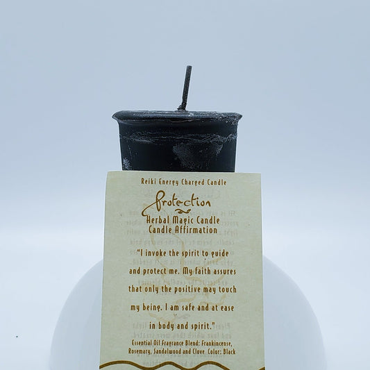 Protection | Black | Votive Intention Candle | Reiki Charged - Spiral Circle