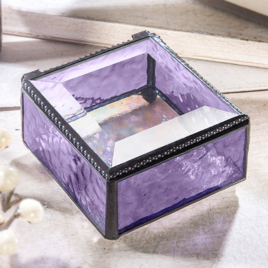 Purple Glass Keepsake Jewelry Box - Spiral Circle