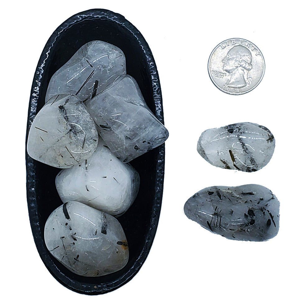 Quartz, Tourmalinated | Tumbled | Release the past - Spiral Circle