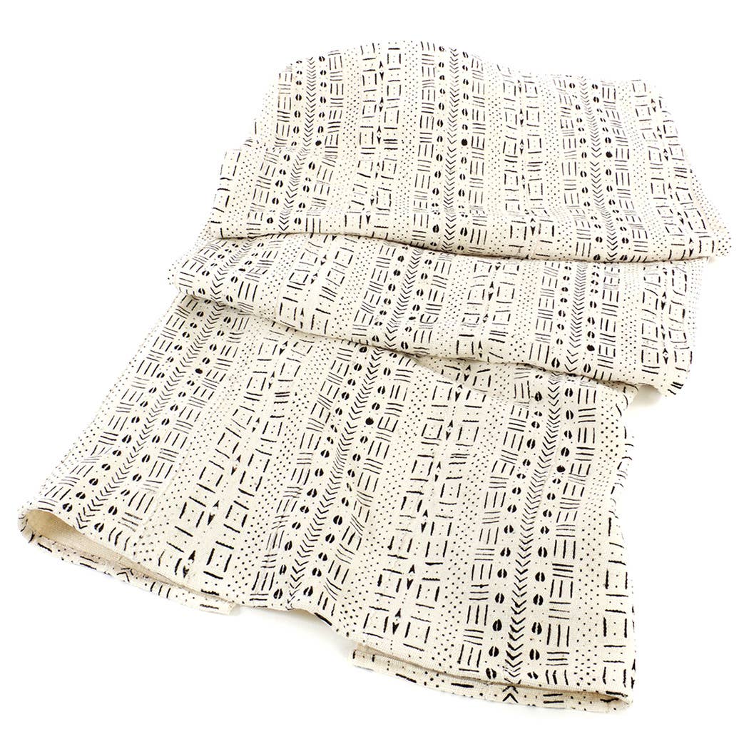 Queen Cloth Mudcloth Throw Blanket - Spiral Circle