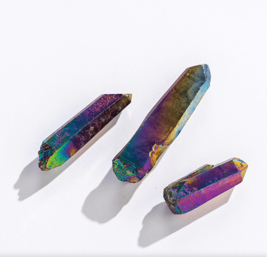 Rainbow Aura Quartz Crystal - Spiral Circle