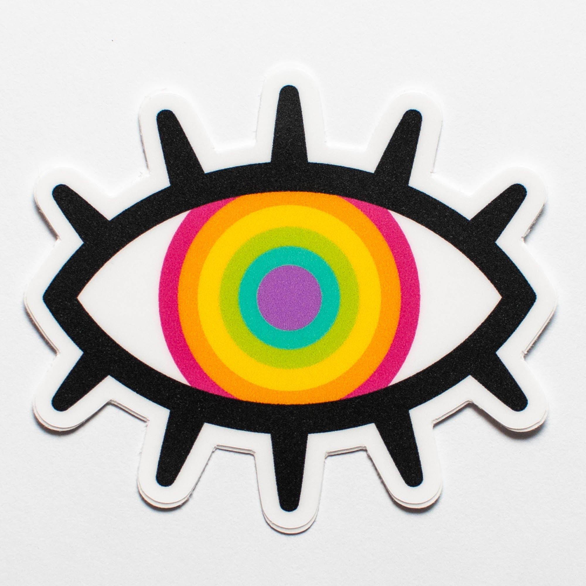 Rainbow Eye Sticker - Spiral Circle