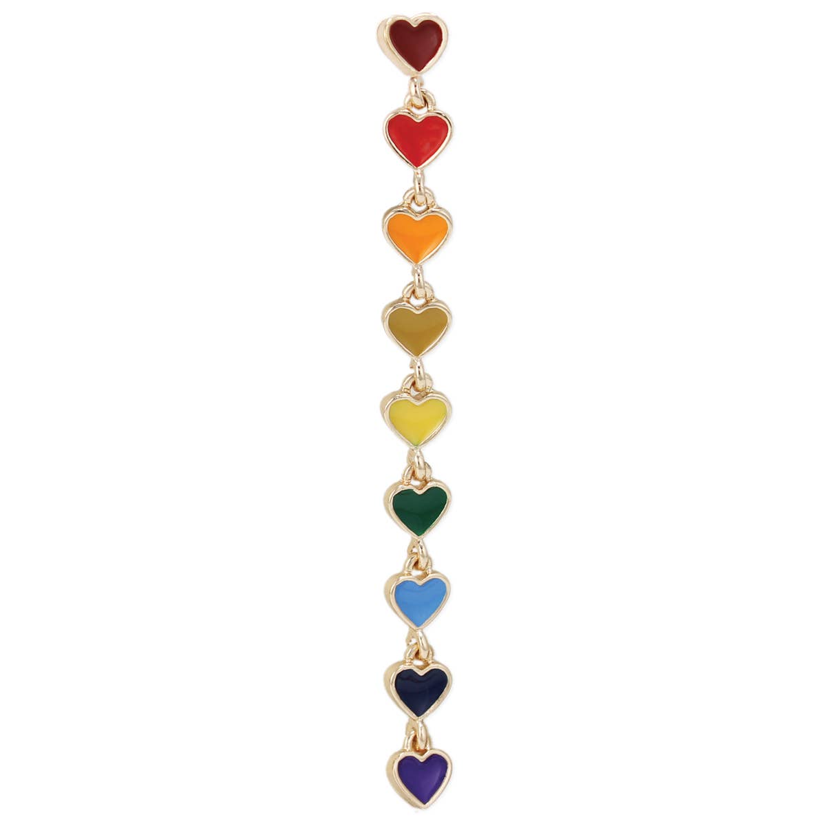 Rainbow Hearts Gold Linear Post Earrings - Spiral Circle