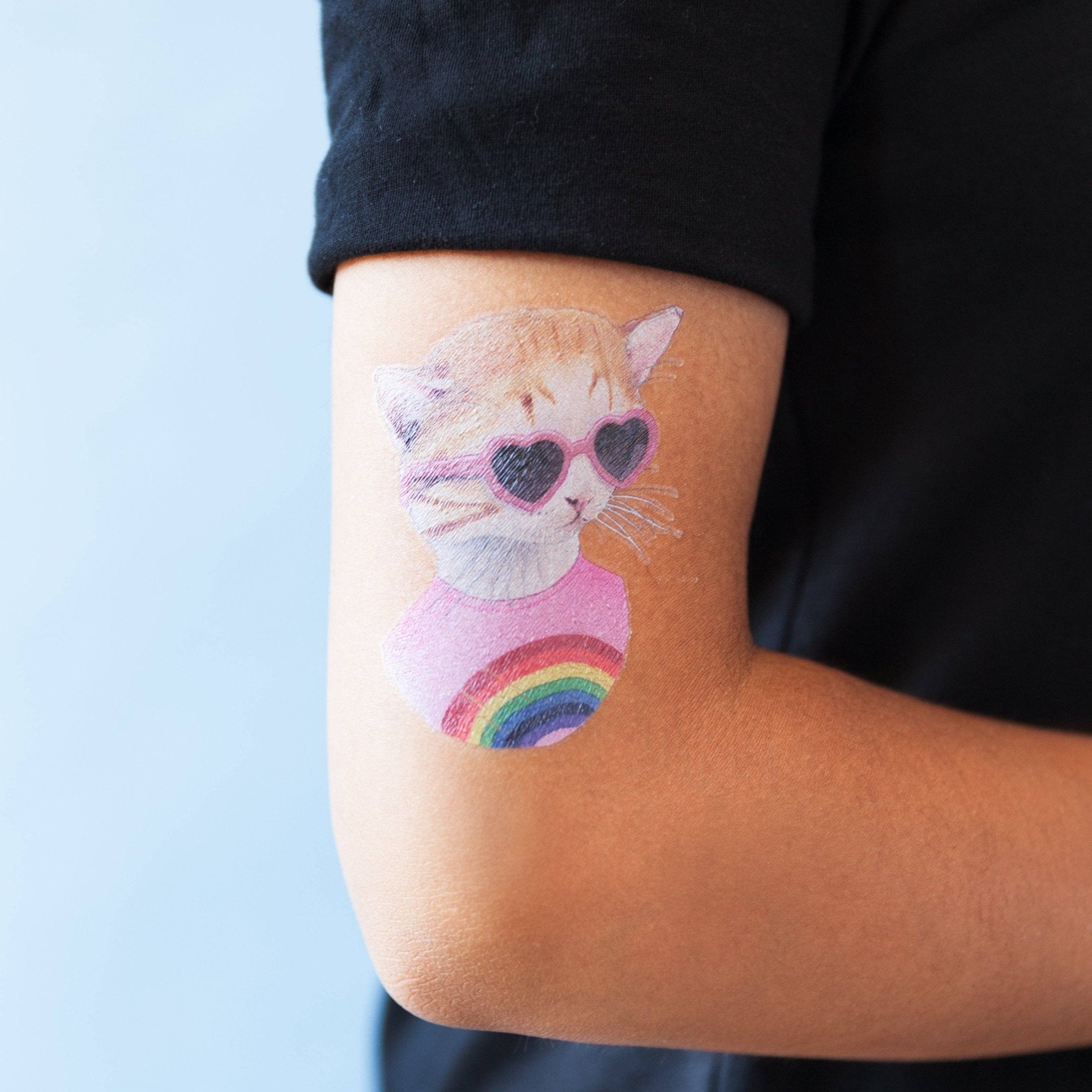 Rainbow Kitten Tattoo Pair - Spiral Circle