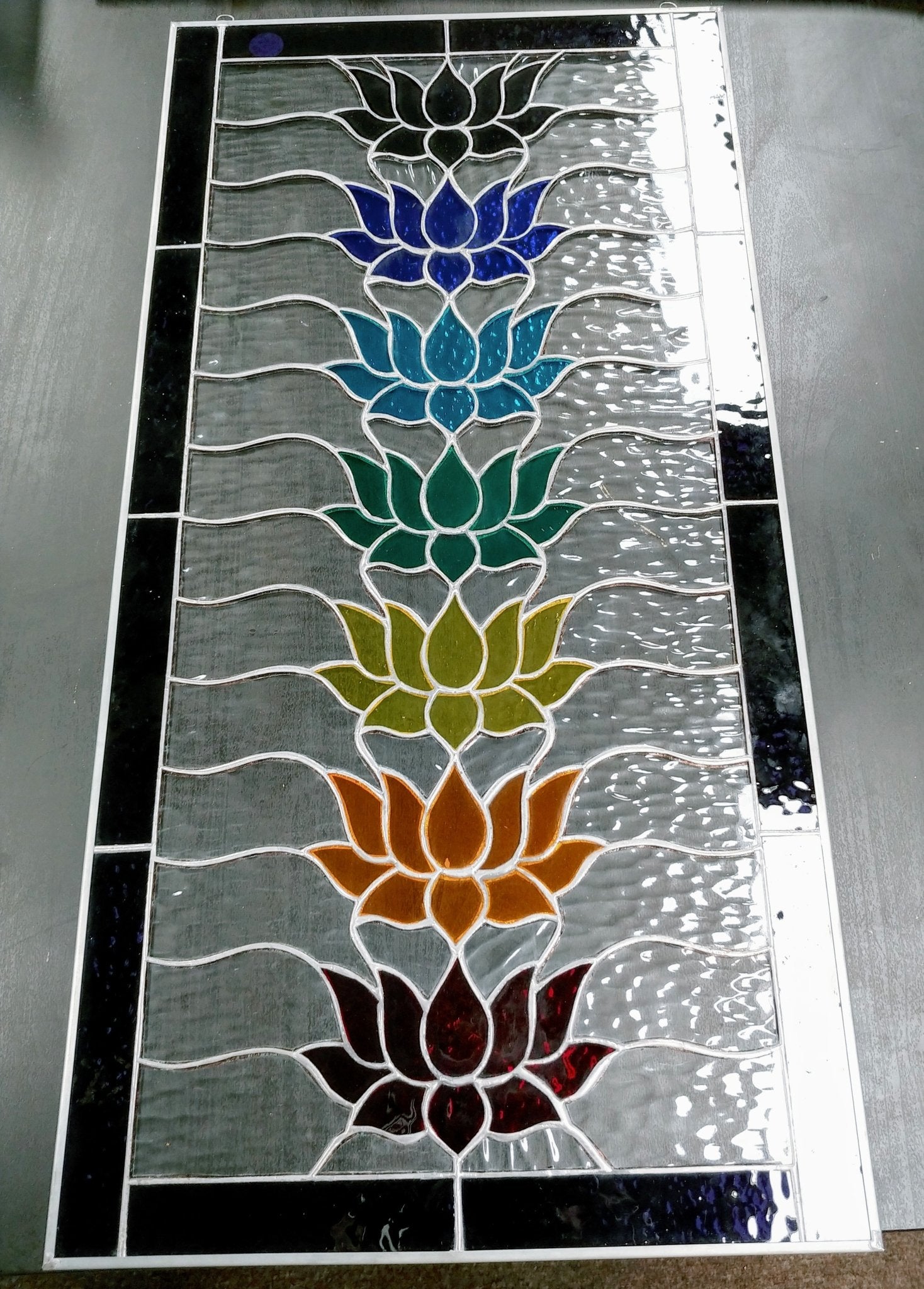 Rainbow Lotus Chakra Stained Glass - Spiral Circle
