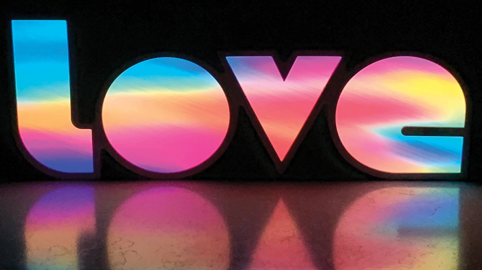 Rainbow "Love" LED Light - Spiral Circle