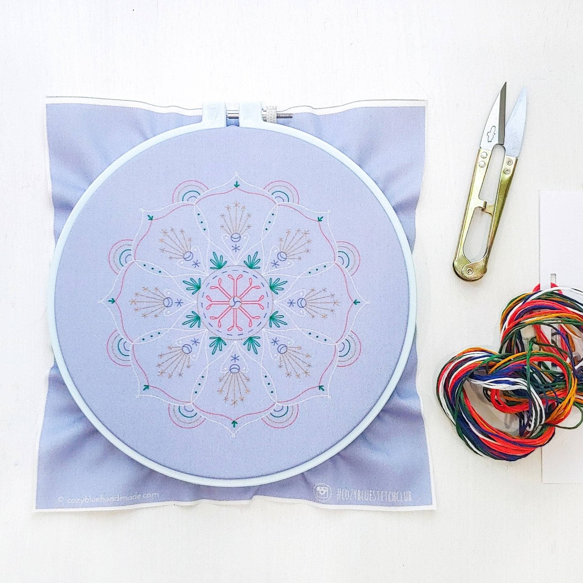 rainbow mandala embroidery kit - Spiral Circle