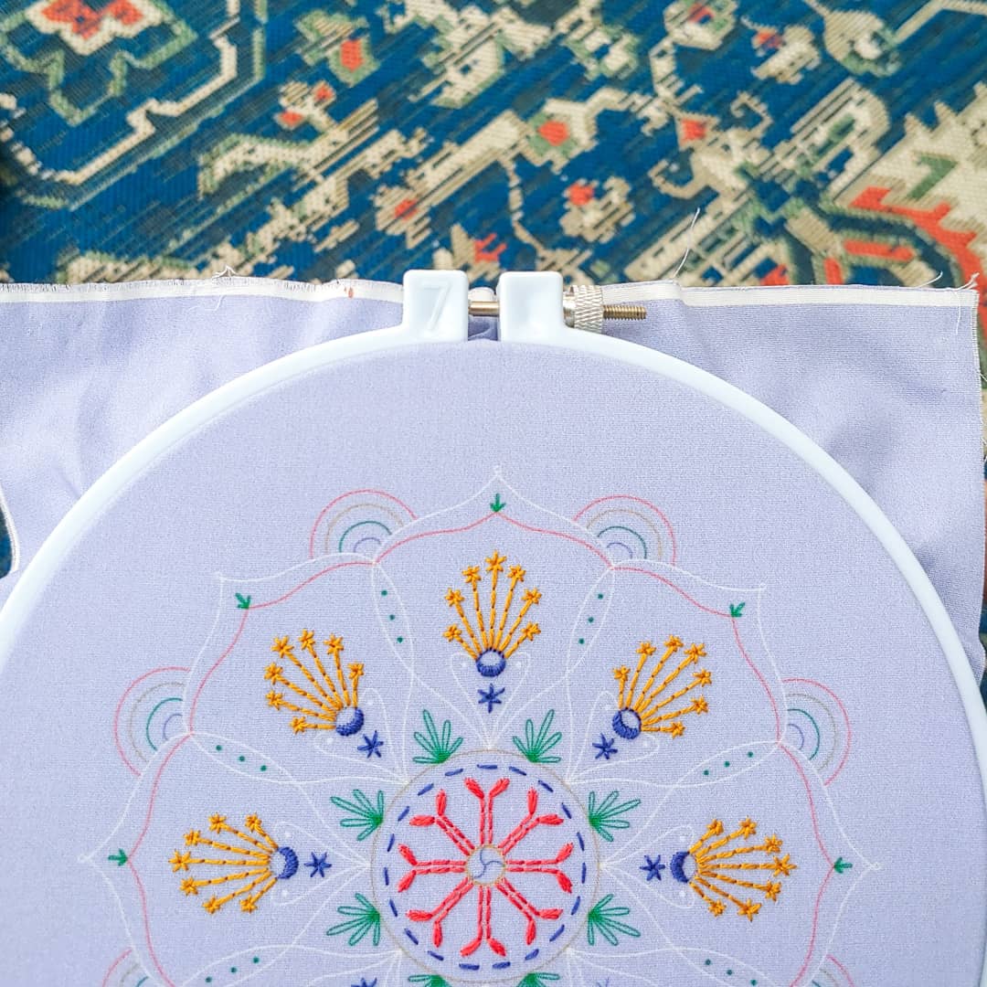 rainbow mandala embroidery kit - Spiral Circle