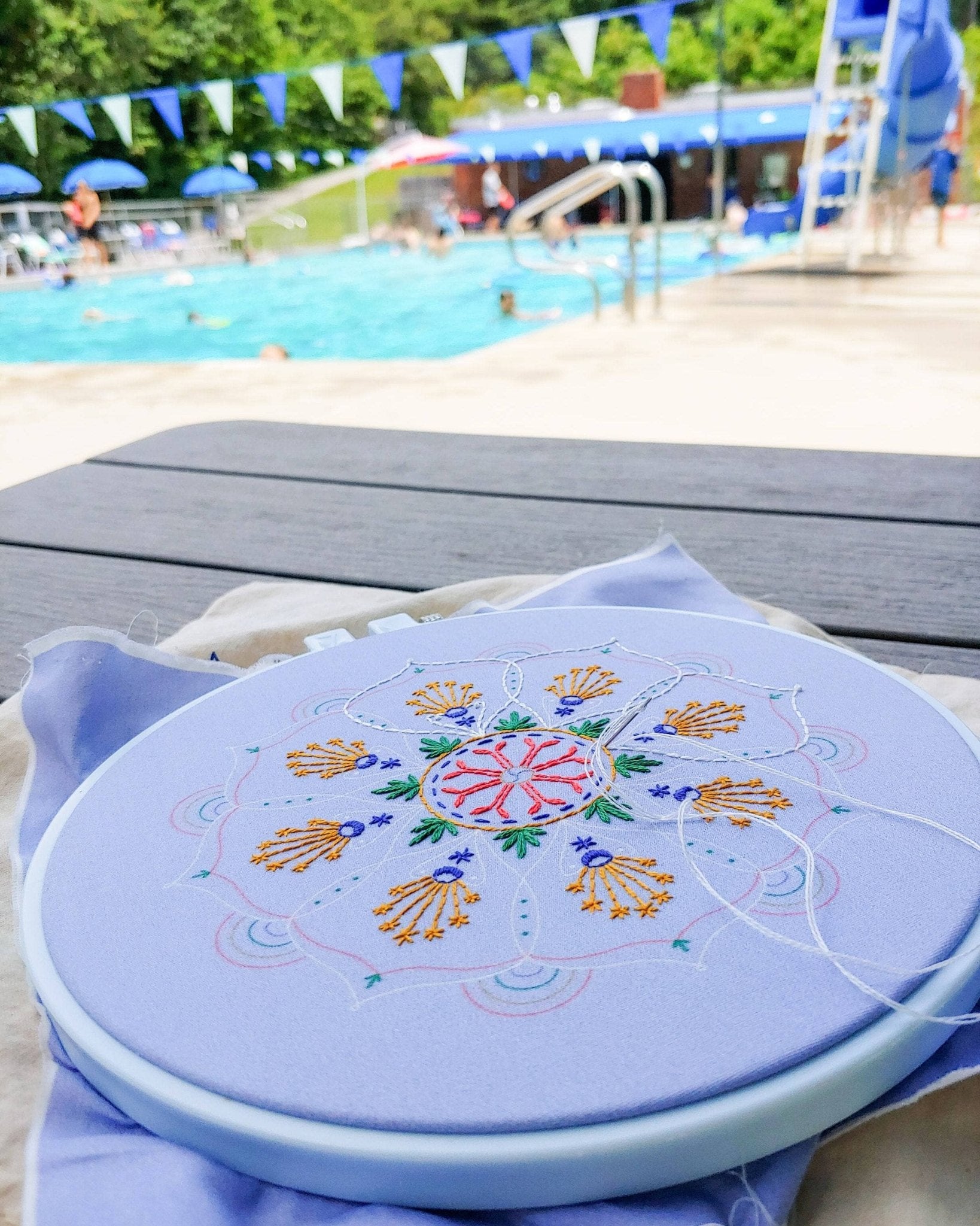 rainbow mandala embroidery kit - Spiral Circle