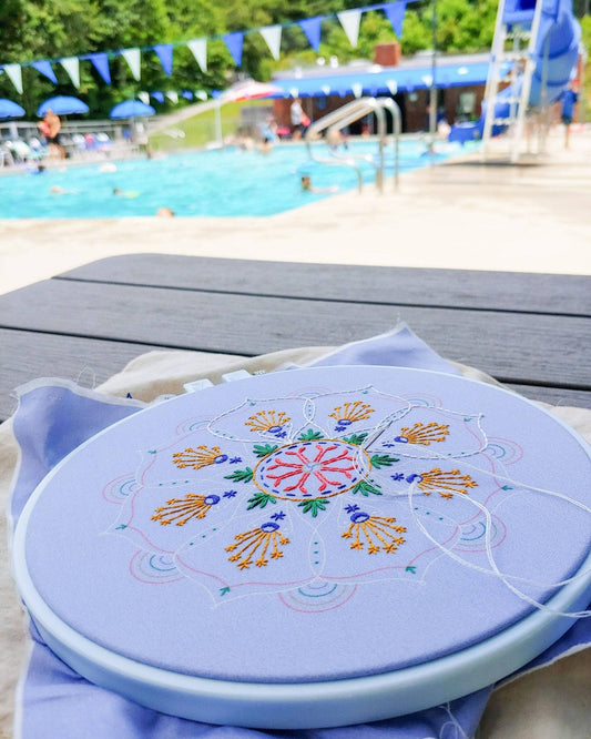 rainbow mandala embroidery kit - Spiral Circle