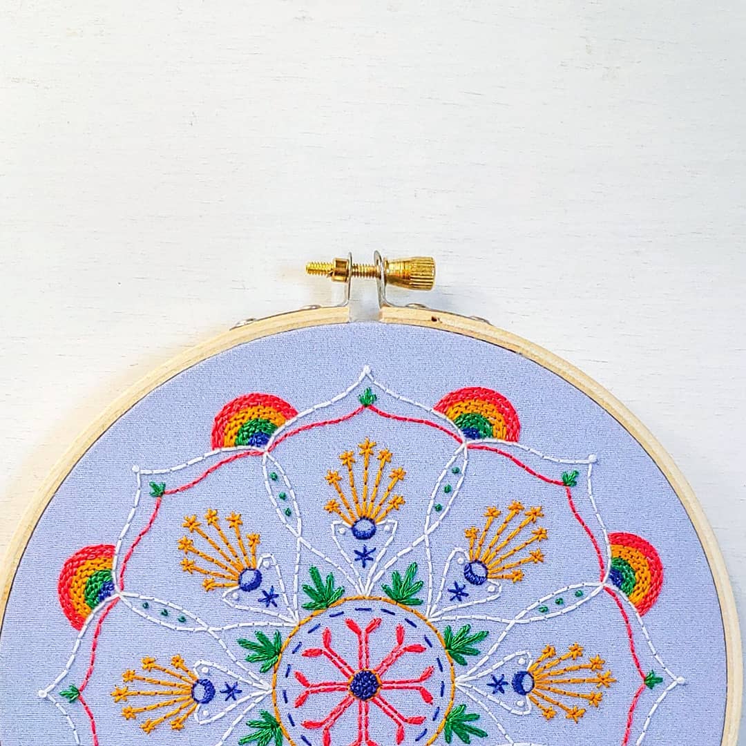 rainbow mandala embroidery kit - Spiral Circle