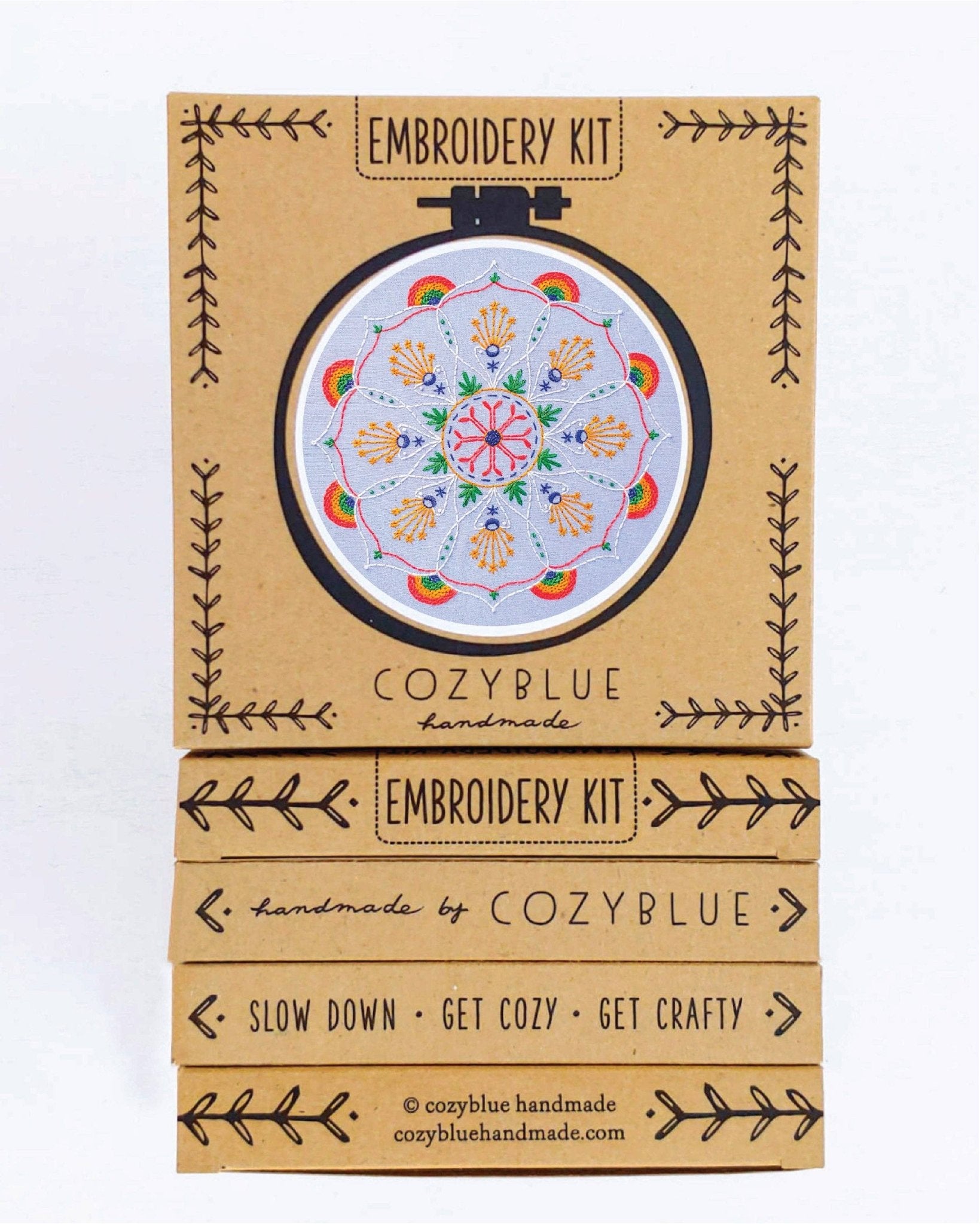 rainbow mandala embroidery kit - Spiral Circle
