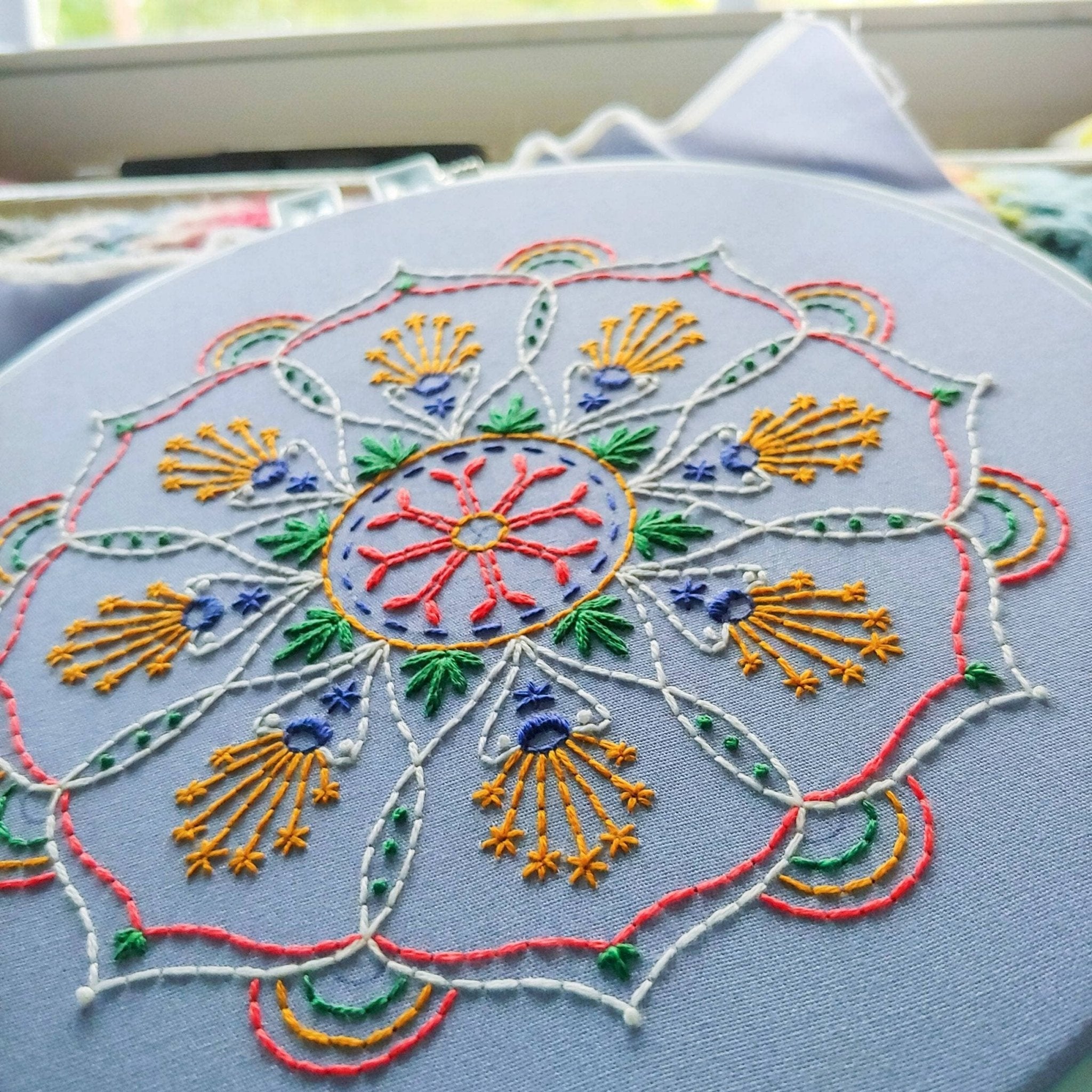 rainbow mandala embroidery kit - Spiral Circle