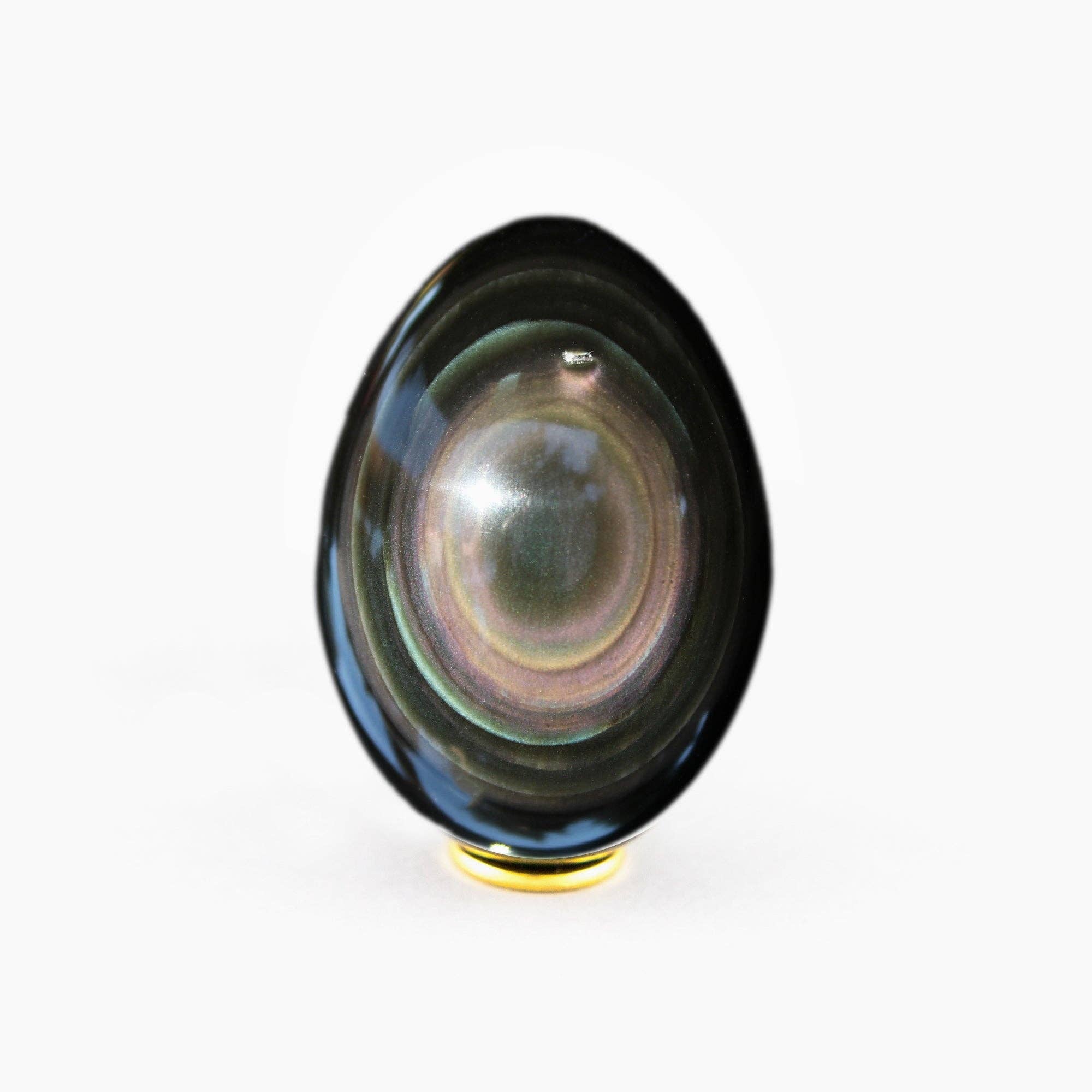 Rainbow Obsidian Yoni Egg | Undrilled Medium - Spiral Circle