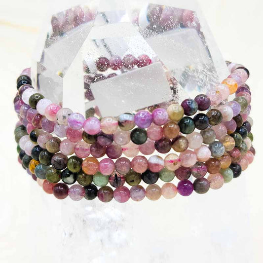 Rainbow Tourmaline Beaded Bracelet | 4mm - Spiral Circle