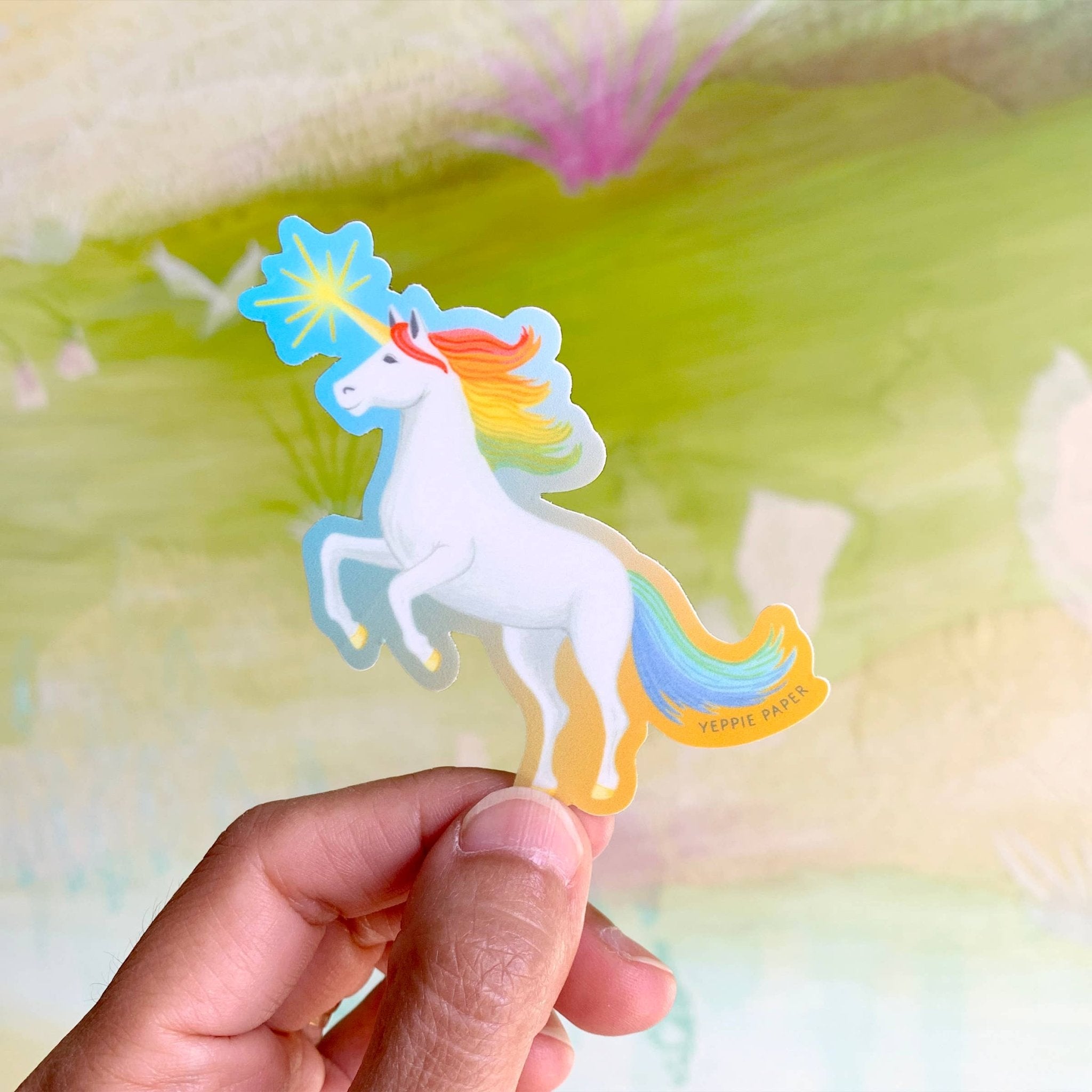 Rainbow Unicorn Sticker - Spiral Circle