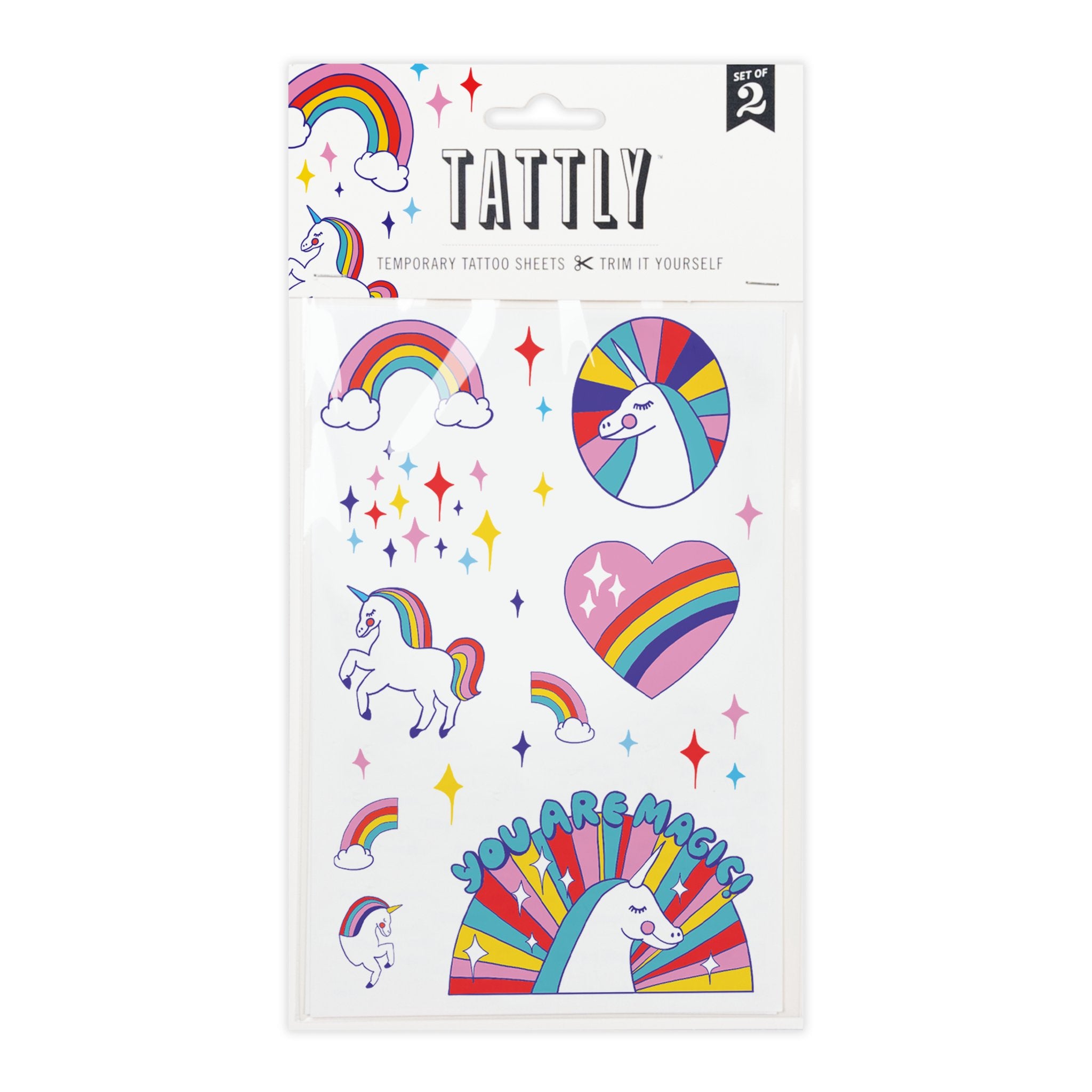 Rainbow Unicorns Tattoo Sheets - Spiral Circle