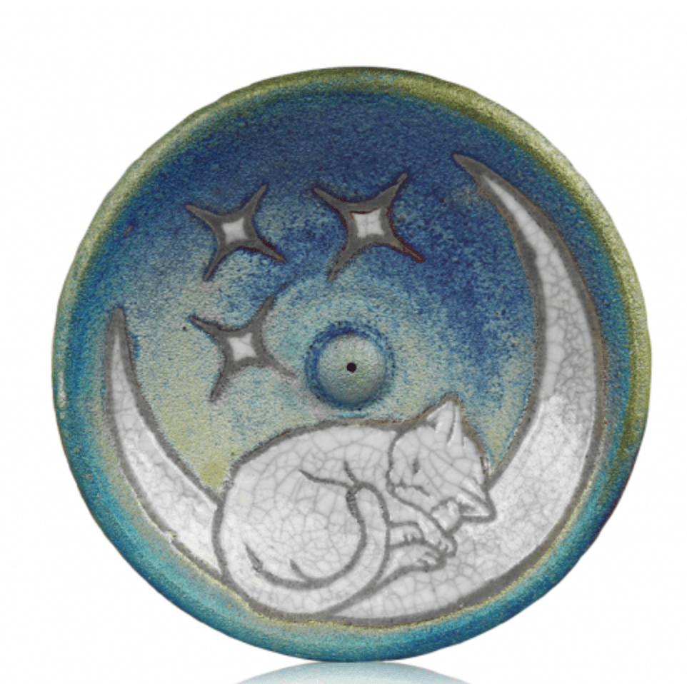 Raku Incense Burner - Spiral Circle