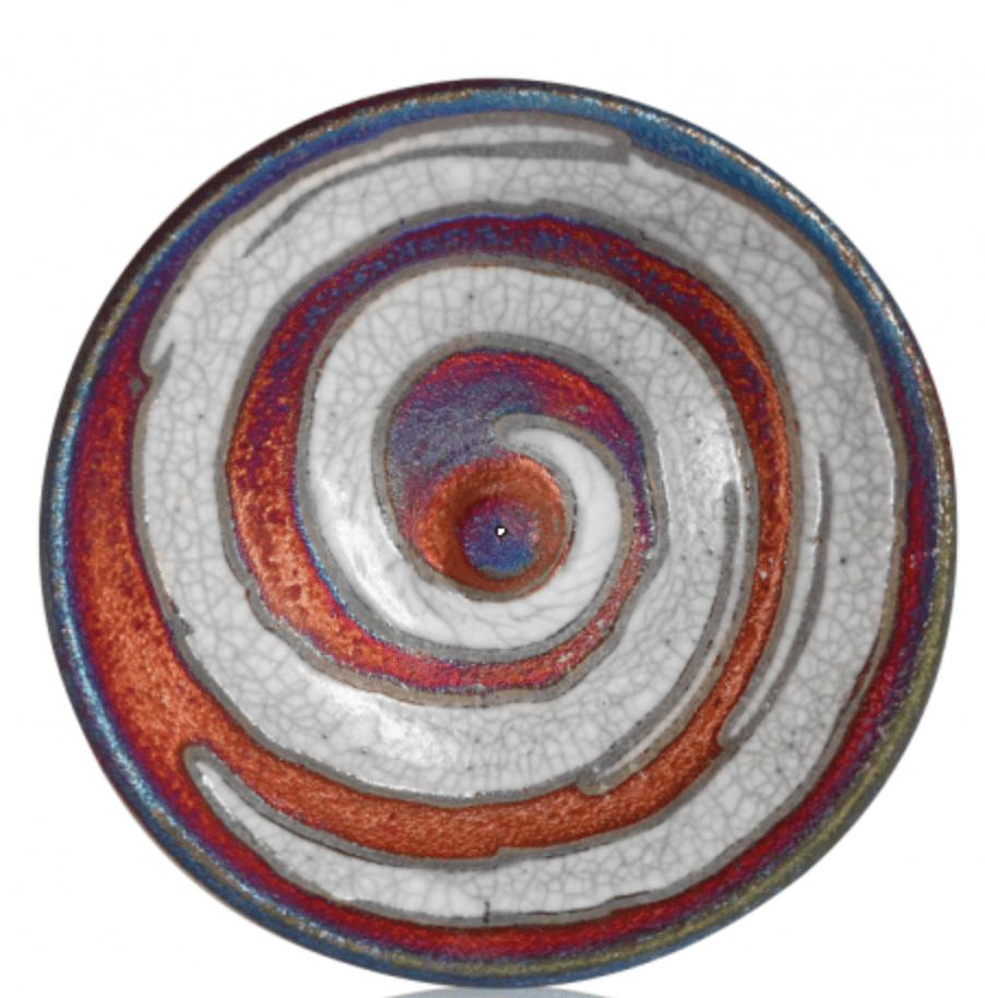 Raku Incense Burner - Spiral Circle