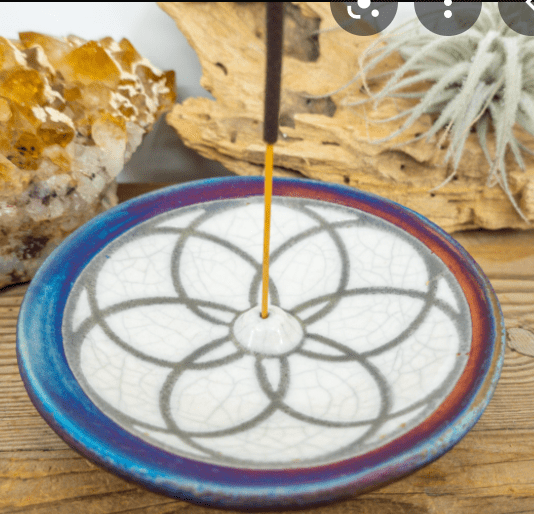 Raku Incense Burner - Spiral Circle