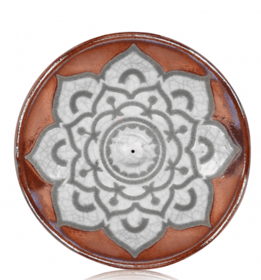 Raku Incense Burner - Spiral Circle