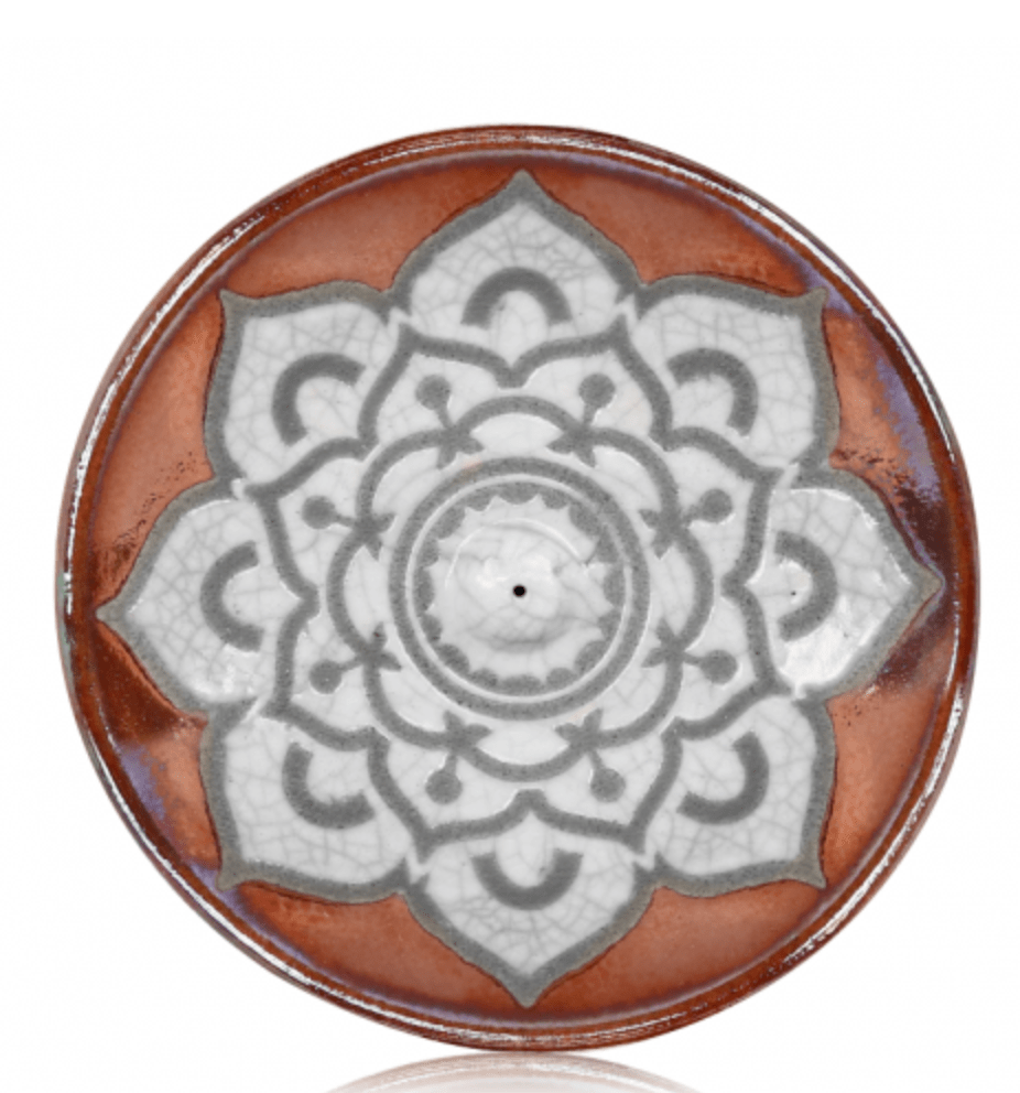 Raku Incense Burner - Spiral Circle