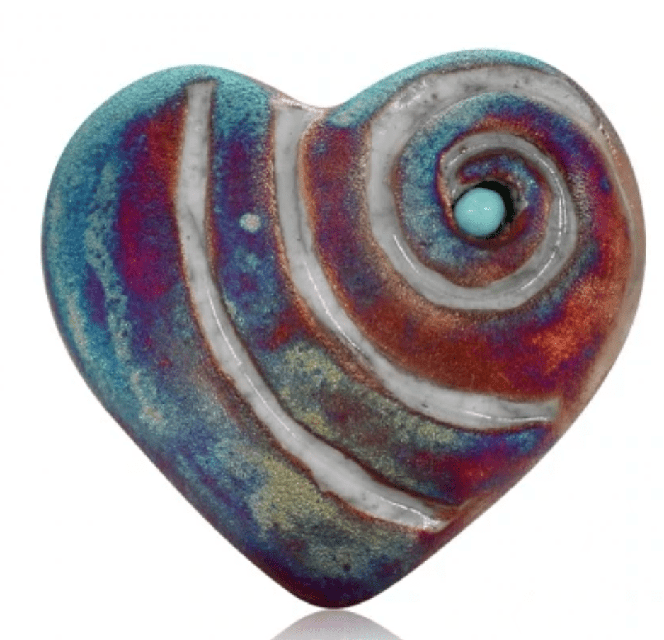Raku Mini Hearts - Spiral Circle