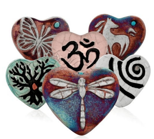 Raku Mini Hearts - Spiral Circle