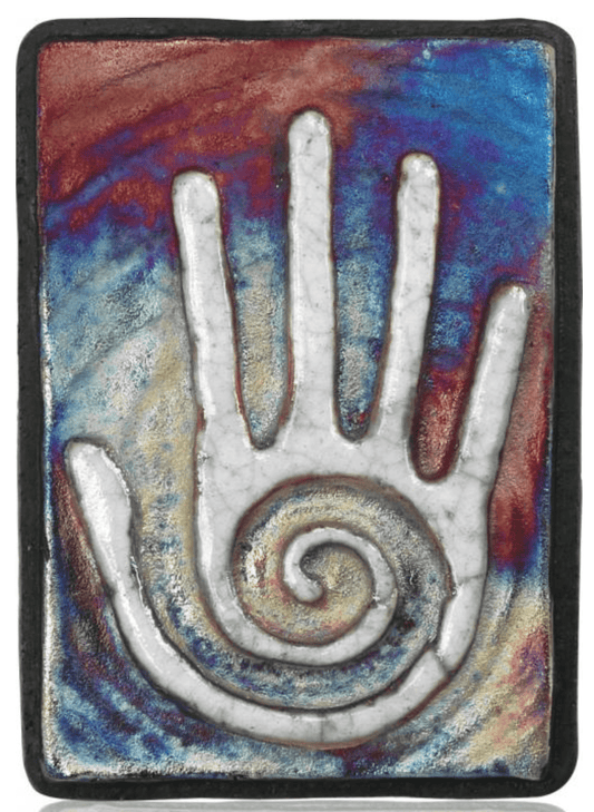 Raku Small Wall Art | 2.5" X 1.5" - Spiral Circle