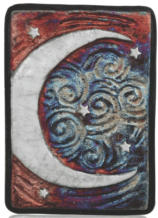 Raku Small Wall Art | 2.5" X 1.5" - Spiral Circle