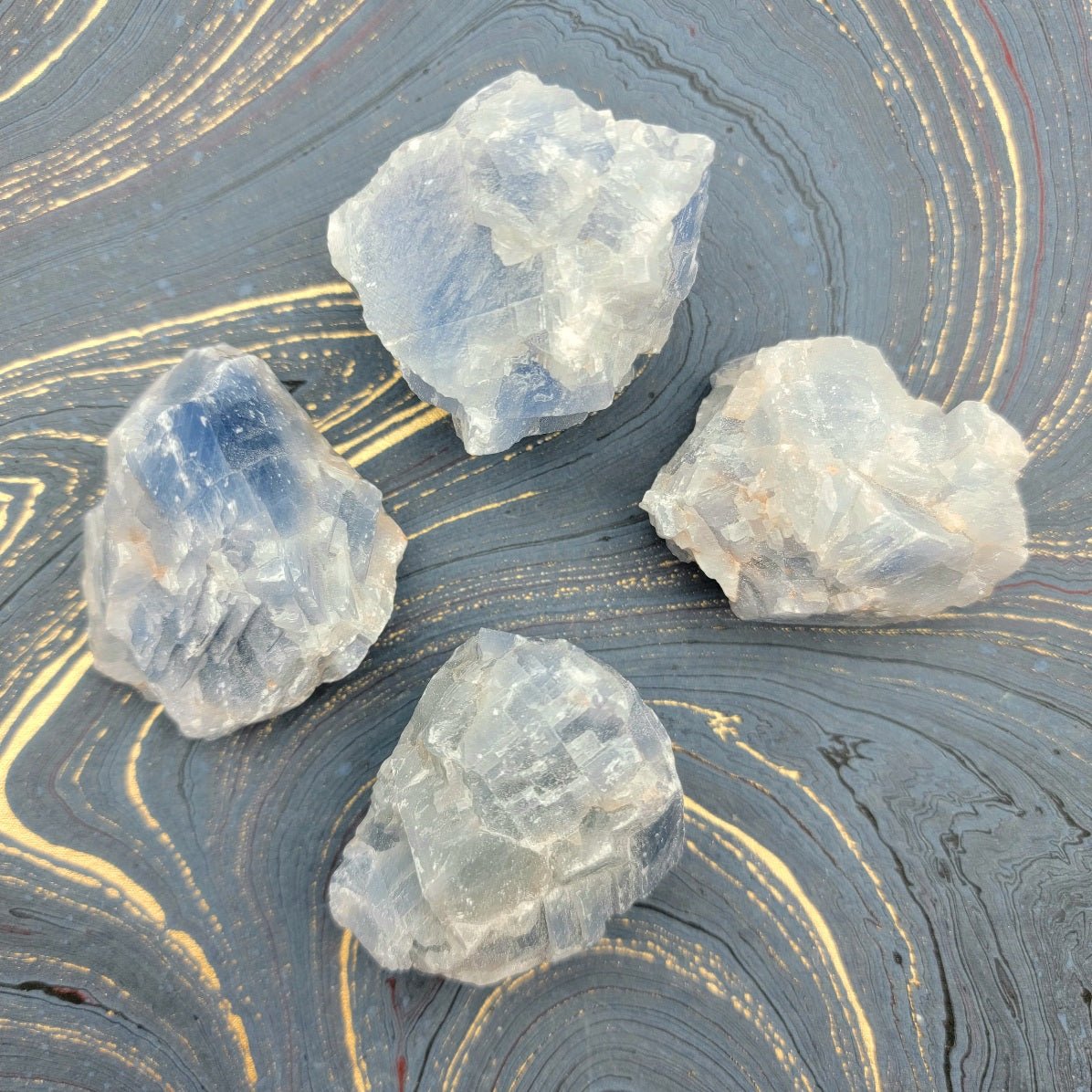 Raw Blue Calcite - Spiral Circle