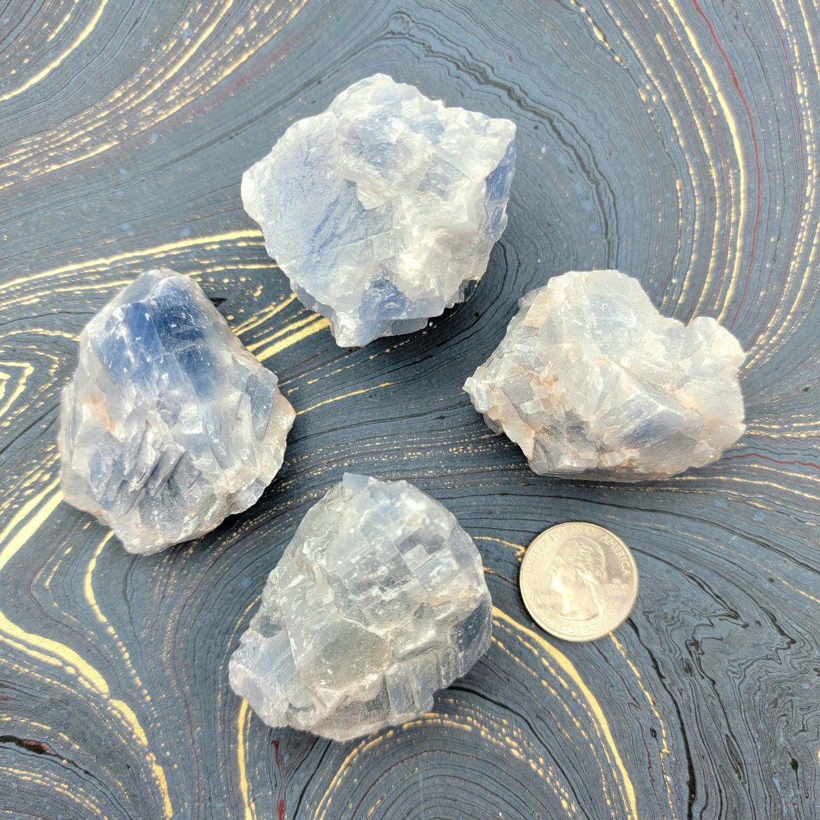 Raw Blue Calcite - Spiral Circle