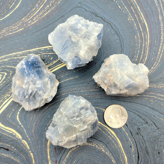 Raw Blue Calcite - Spiral Circle