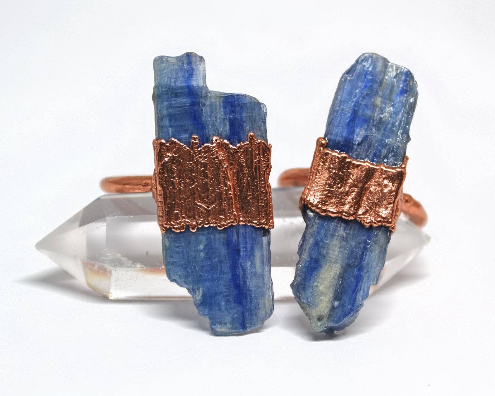 Raw Blue Kyanite Copper Ring | Kyanite Stone Ring - Spiral Circle