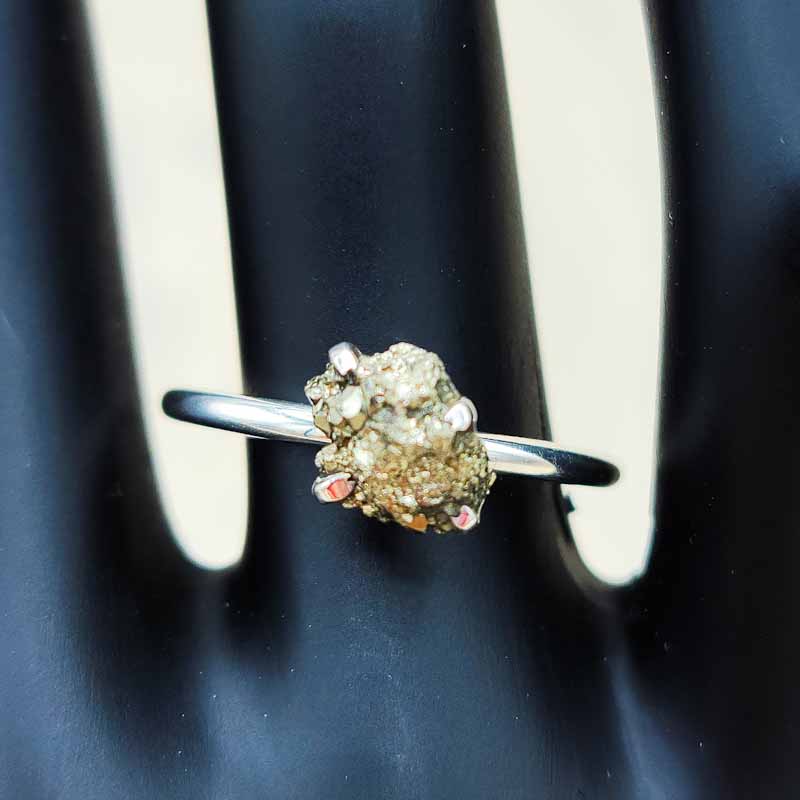 Raw Pyrite Simple Ring | Sterling Silver - Spiral Circle