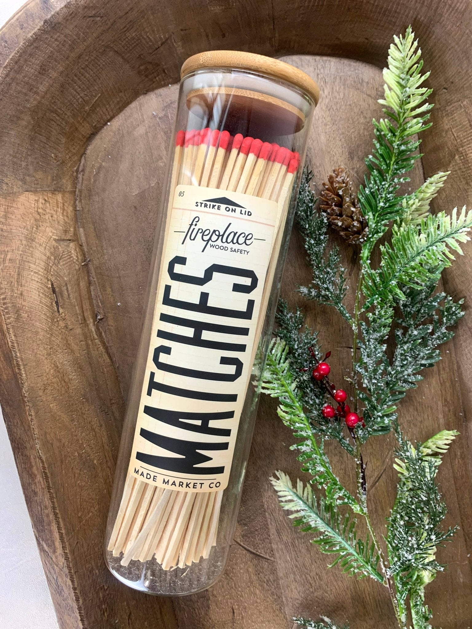 Red Vintage Apothecary Fireplace Matches - Spiral Circle