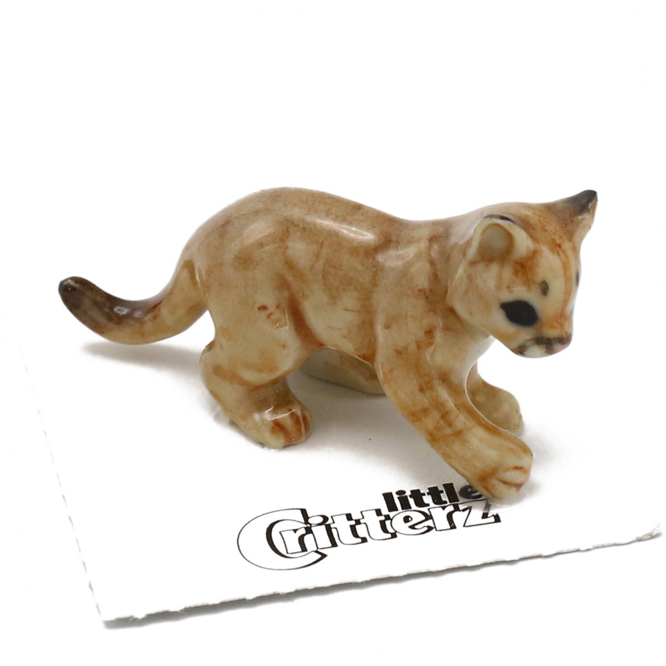 Renegade Cougar Cub - Mountain Lion Porcelain Miniature - Spiral Circle