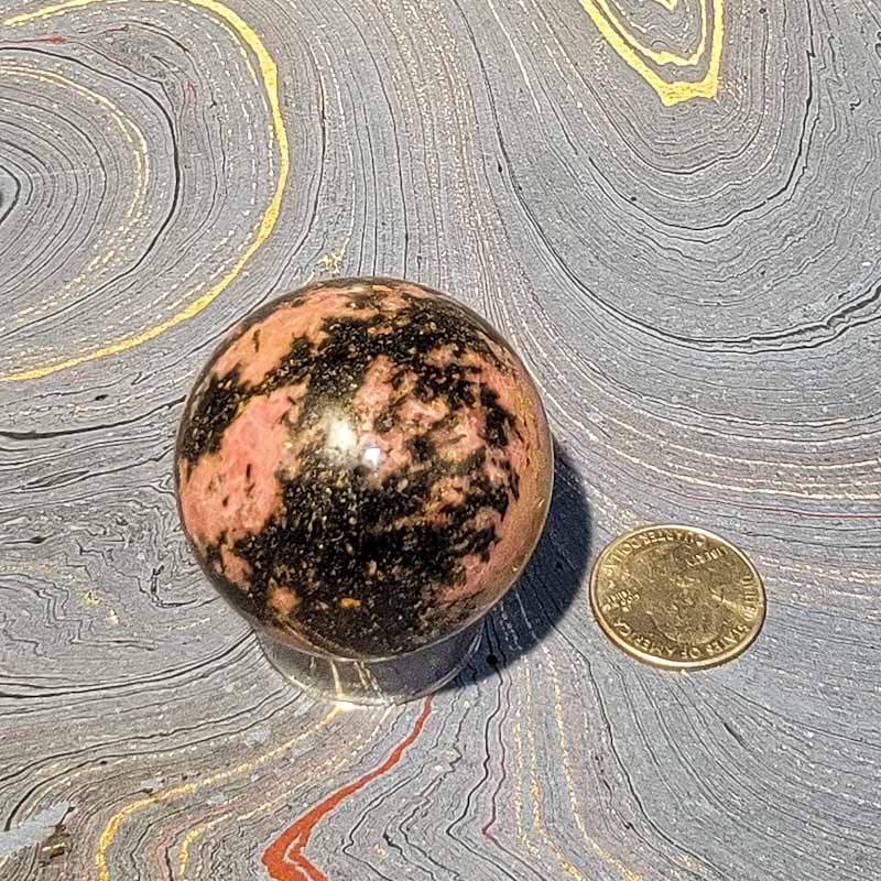 Rhodonite Sphere - Spiral Circle