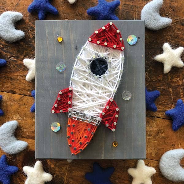 Rocket Mini String Art Kit - DIY - Spiral Circle