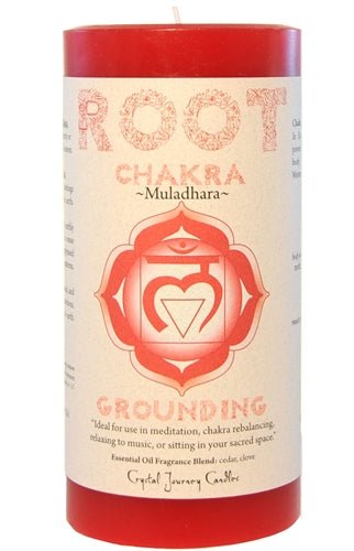 Root Chakra Pillar Candle | Reiki Charged - Spiral Circle