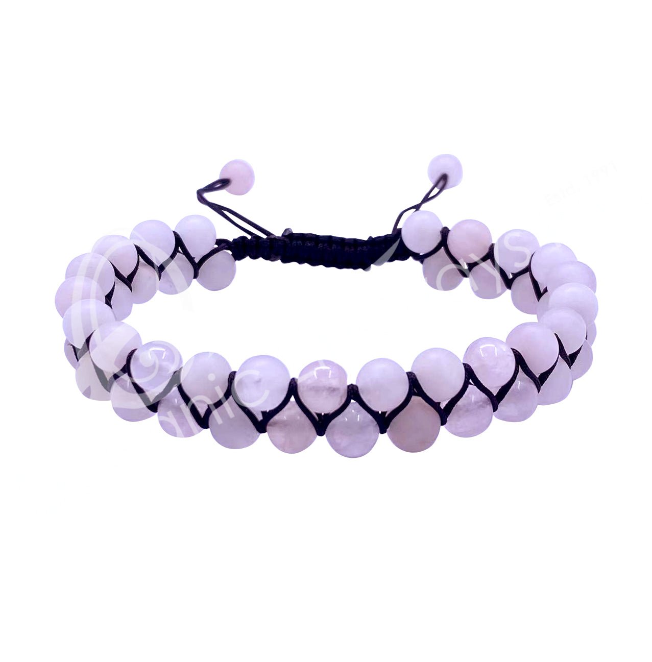 Rose Quartz Bracelet | Double Row & Adjustable | 6mm - Spiral Circle