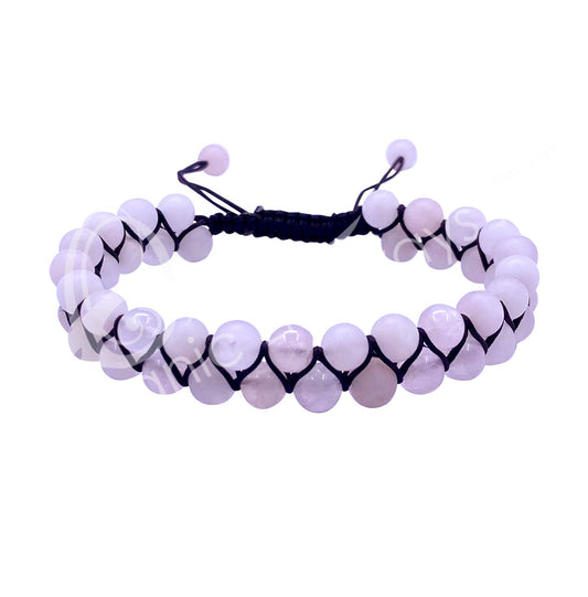 Rose Quartz Bracelet | Double Row & Adjustable | 6mm - Spiral Circle