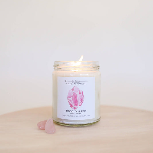 Rose Quartz Crystal Candle | Love - Spiral Circle