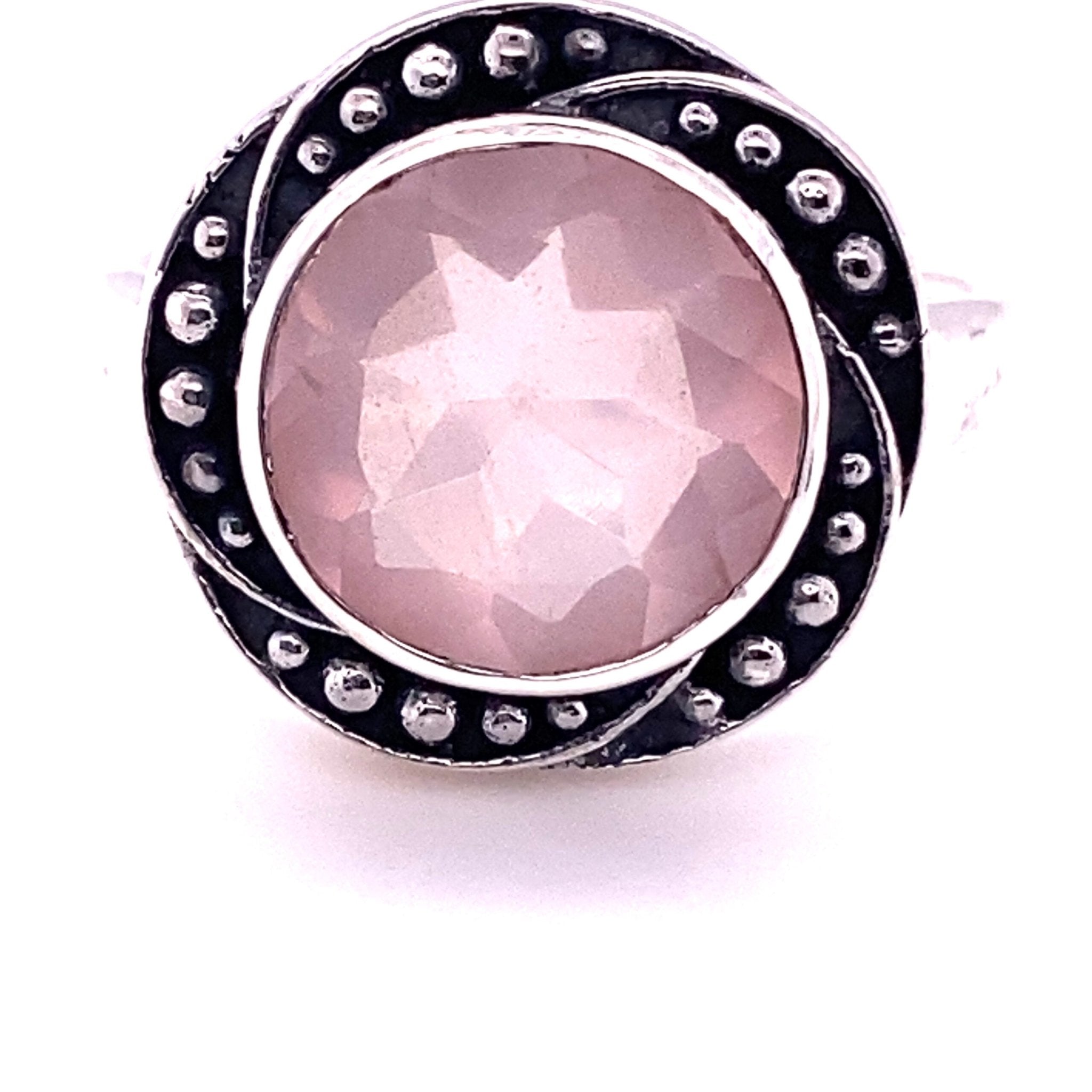 Rose Quartz Joie Soiree Ring | Sterling Silver - Spiral Circle