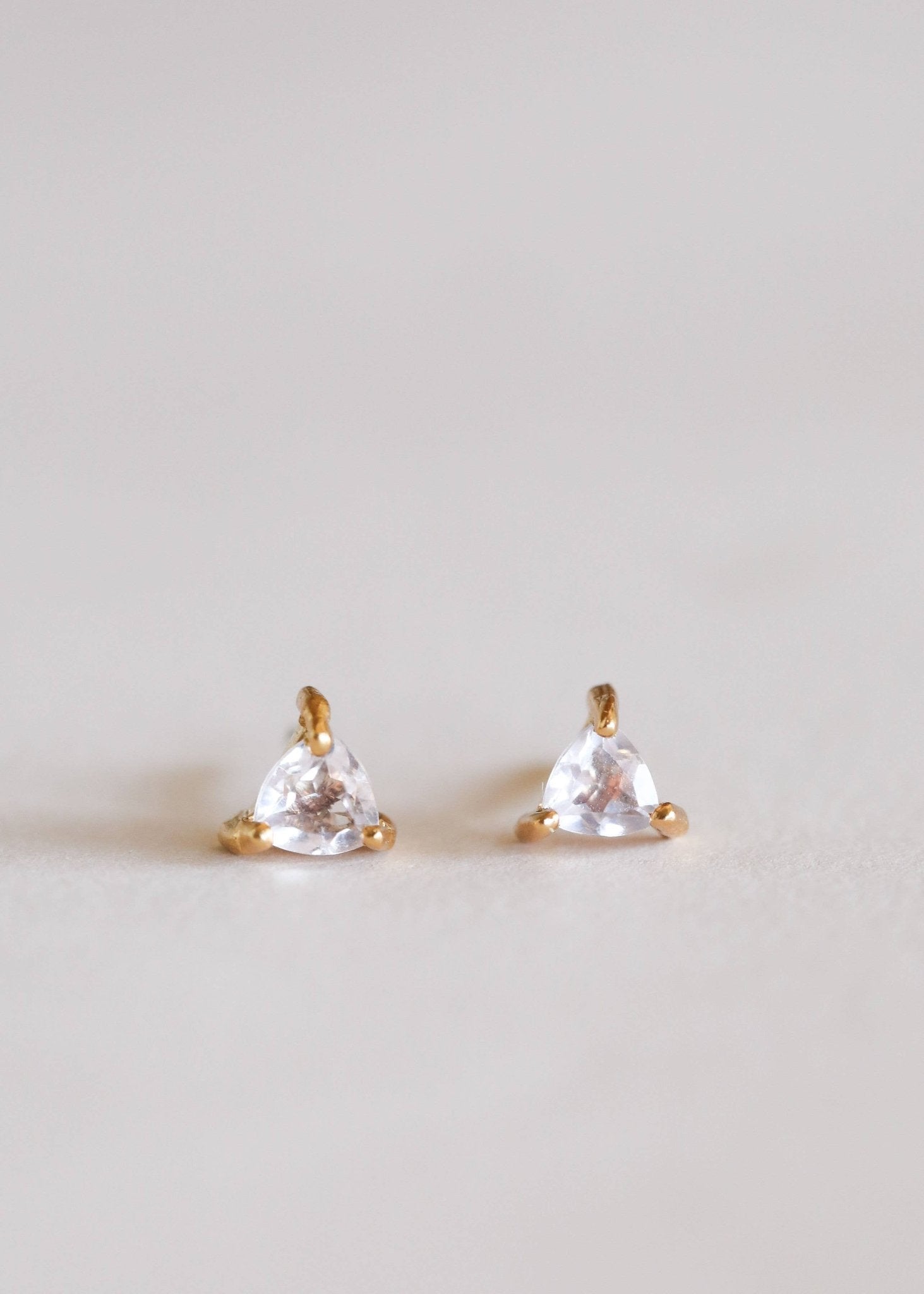 Rose Quartz Mini Energy Gem Earrings | 18K gold-plated sterling silver - Spiral Circle