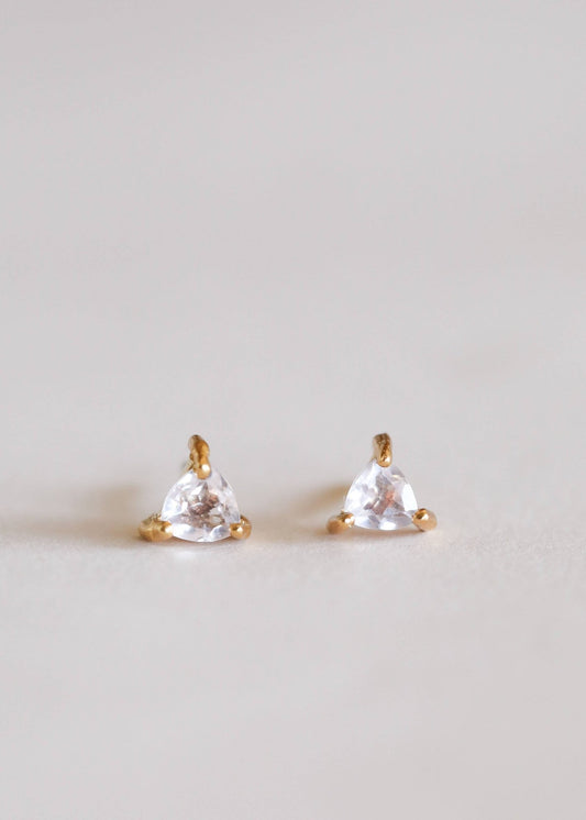 Rose Quartz Mini Energy Gem Earrings | 18K gold-plated sterling silver - Spiral Circle