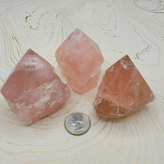 Rose Quartz Rough Points | Large - Spiral Circle